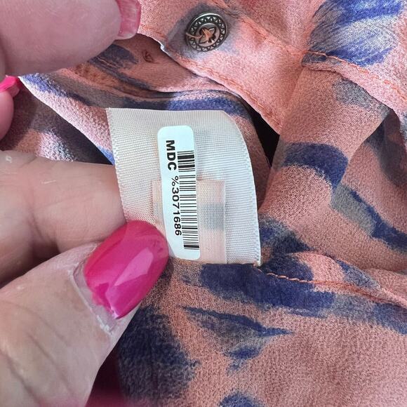 Gypsy 05 Silk Tie Dye Sheer Blouse Womens Medium Shirt Boho Drop Shoulder Top - Picture 9 of 9